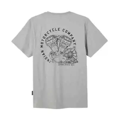 * Genuine Indian Motorcycle Men's Circle Engine T-Shirt Gray 2833272- • $68.51