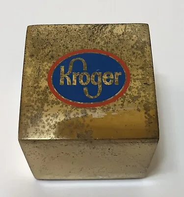 Vintage KROGER Grocery ADVERTISING - BRASS Paperweight - Weighs Over 2 Lbs • $25