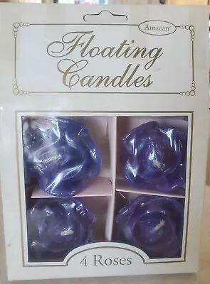 Amscan Unscented 2  Long Lasting Floating Flower Candles 4 Roses Violet Color  • $4