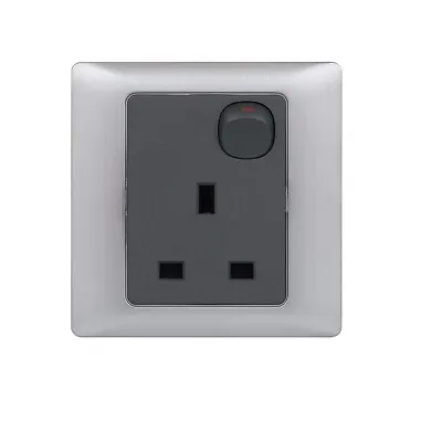 £7.99 • Buy Rocca Grey / Silver Light Dimmer Socket Switch Single Double Fused 1 2 3 Gang