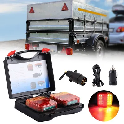 Led Battery Magnetic Rear Tail Lights 12V USB Wireless Tow Towing Trailer E11 • $70.83