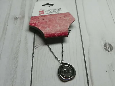 Charming Charlie Silver Wax Seal Monogram Initial M Pendant Necklace New NWT • $10