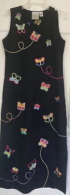 Michael Simon Lite S Small Butterflies Black  Maxi Dress • $18.78