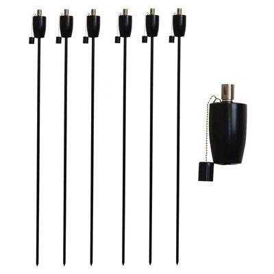 £36.95 • Buy 6x Metal Garden Torches Tiki Paraffin Oil Fire Lantern Barrel Black