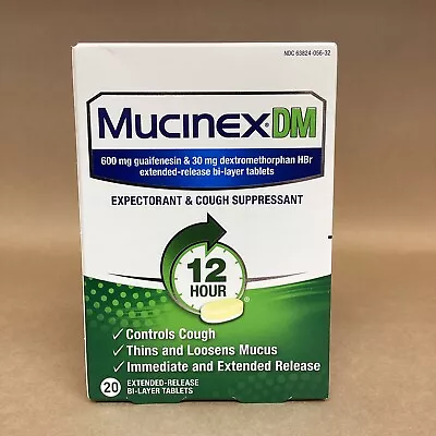 MUCINEX DM Expectorant And Cough Suppressant 600mg - 20 Count Tablets Exp 2025 • $12.99