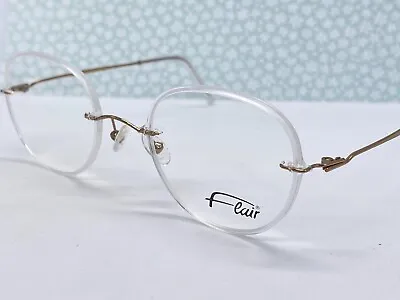 Flair Eyeglasses Frames Woman Round Transparent Rimless Gold Panto 697 419 M • $126.25