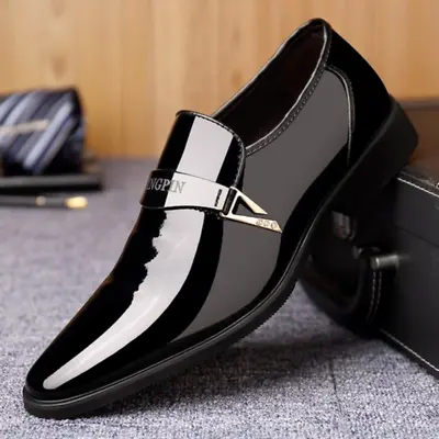Men Business Pu Leather Slip On Leather Formal Dress Shoes Pointed Toe Shoes • £26.39