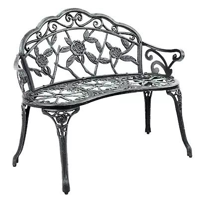 Gardeon Garden Bench Seat 100cm Cast Aluminium Outdoor Patio Chair Vintage Green • $135.70