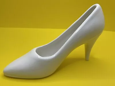 Vintage Ceramic White High Heel Shoe Planter Decor Glossy Finish Realistic • $19.99