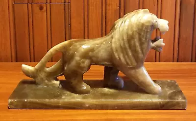 Carved Marble Onyx Roaring Lion Brown Tones Heavy Paperweight Statue Sculpture • $35