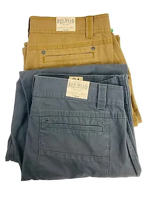 Lot Of 2 Men's Red Head Relaxed Straight Green Brown Canvas Work Pants Sz 34x32 • $49.99