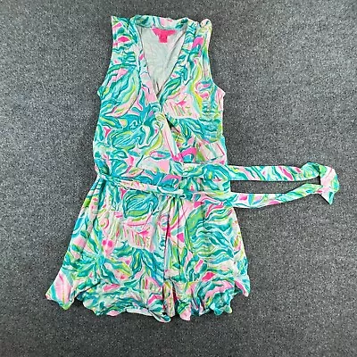 Lilly Pulitzer Womens Romper 2XS Blue Rilla Romper Casual Tie Wrap Casual Outfit • $66.48