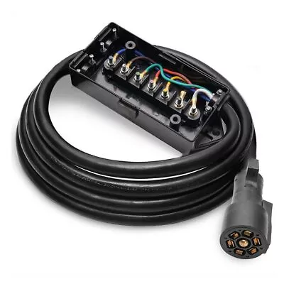 RVA1564 7-Way Trailer RV Truck Cord & Plug With 7-Pole Wiring Junction Box ? 4ft • $31.35