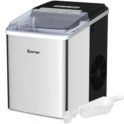 Costway Stainless Ice Maker Countertop 26Lbs/24H Self-Clean Function W/Scoop • $119.99