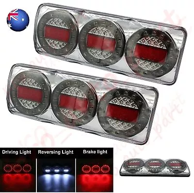 2Pcs 90 Tail Lights 3 LED Combination Stop Tail Indicator Reverse Truck UTE LED • $195.59