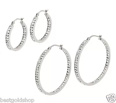 QVC Inside Out Round Cut Hoop Earrings Stainless Steel By Design 1  Or 1 1/2  • $46.02