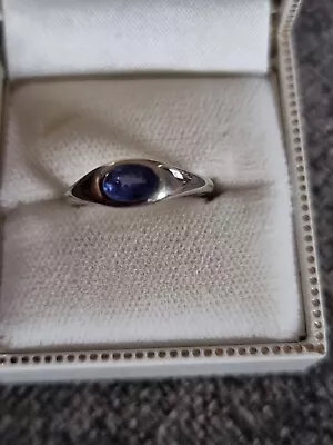 Tanzanite Solitaire Ring Platinum Overlay On 925 Silver Sz K • £9.99