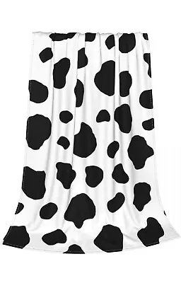 Cow Print Blanket Warm Plush Cute Cow Throw Blanket Soft Fleece Flannel Lightwei • £21.20