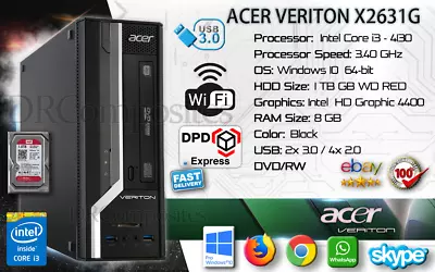 £49.99 • Buy ACER Veriton X2631G Intel Pentium I3-4130@3.40GHz 8GB 1TB DVD-RW Win10 WiFi