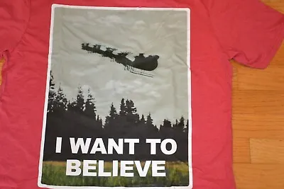 I Want To Believe Santa Sleigh Christmas T-Shirt By Mad Engine Men's Medium NWT! • $10