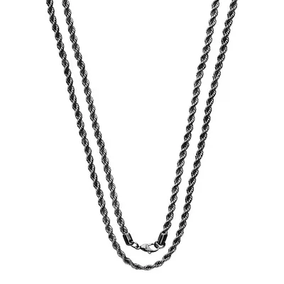 2MM Stainless Steel Black Rope Chain Necklace For Men And Women 16 - 30  • $9.99