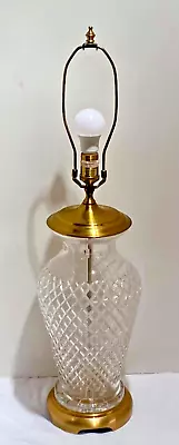 Hollywood Regency Wildwood ~ Waterford Like Deep Cut Crystal Brass Table Lamp Vg • $168.88