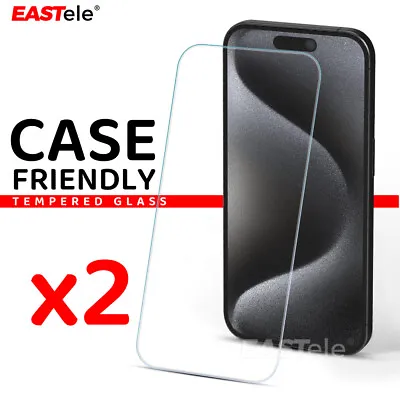 $8.69 • Buy 2X Tempered Glass Screen Protector For IPhone 15 14 13 12 11 Pro Max 7 8 PLUS XR