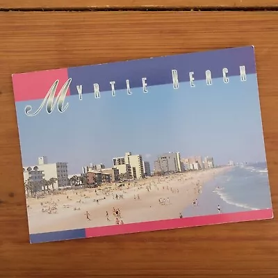 MYRTLE BEACH OCEANFRONT POSTCARD South Carolina Surfing Fishing Sun Bathing • $4.99