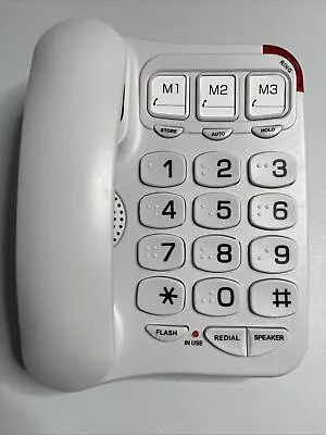 Blue Donuts BD-403BWHT Big Button Phone For Seniors Visually Impaired Braille • $12