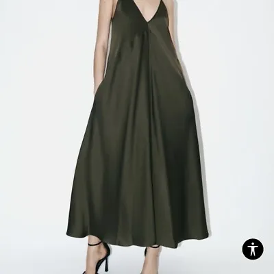 Zara Slip Dress Large New Kaki. Measures 19 Inches Pit To Pit. • $35