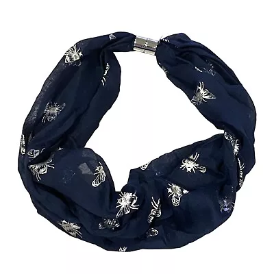 Magnetic Clasp Neck Scarf Bee Foil Print Spring Summer Easy Wear Scarves • £14.95