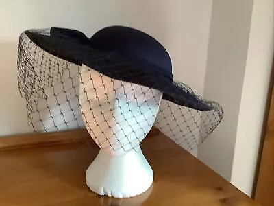 £8 • Buy Ladies Navy Blue Hat Bermona Trend London Vintage Ascot Goodwood