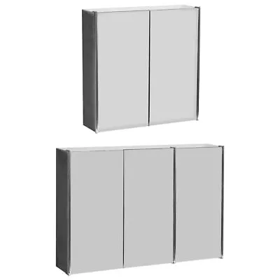 Mirrored Bathroom Cabinet 2 3 Door Wall Mounted Storage Cupboard Stainless Steel • £39.99