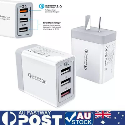 30W Qualcomm 3Port QC3.0 Fast Charging USB Wall Charger Adapter For IPhone AU • $9.99