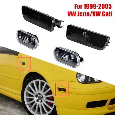 $12.20 • Buy Smoked Front Bumper Fender & Side Marker Light Lamp For VW Jetta Golf MK4 99-05