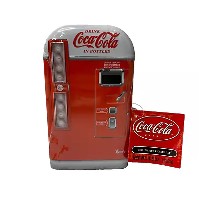 Coca Cola Coke Vending Machine Tin Box Red Hinged Door Plastic Wrapped Tag Vendo • £22.80