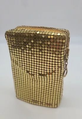 Vtg Gold Metal Mesh Zippered Cigarette Case Glam Hollywood Chesterfield Kings • $75