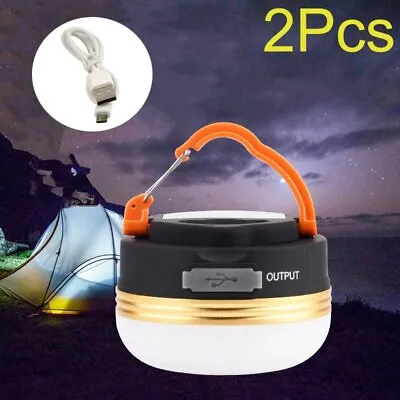 $20.99 • Buy 2x Outdoor Camping Light LED Lantern Tent Lamp USB Rechargeable Hiking Lights