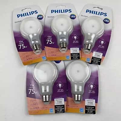 Philips SlimStyle 13W/75W Dimmable Soft White LED 5 Lightbulbs • $99.99