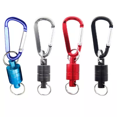 6  Strong Magnetic Carabiner Clip With Key Ring 4KG Lanyard Loop Fishing Camping • $9.51