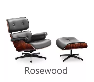 Genuine ITALIAN Leather  Chair Ottoman WALNUT ROSE ASH PALISANDER Plywood Black • £655