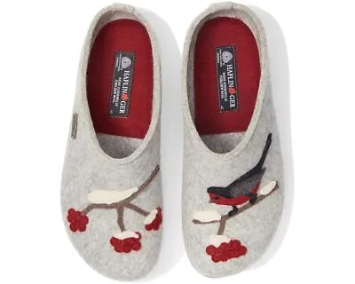 Haflinger Grizzly Steingraumeliert GRAY T Arch Support Slipper  US 8  EU 39 • £132.30