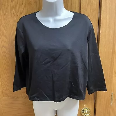 Womens A'Nue Ligne Black Pullover Cropped Top Size L • $8