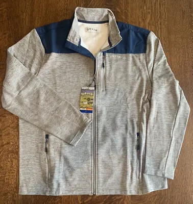 NEW ORVIS Jacket Bonded Mesh Full Zip Fleece Gray And Blue Mens Large • $24.99