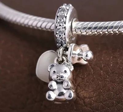 925 Silver Baby Treasure Heart Pacifier Bear Charm Pendant  • $17.95