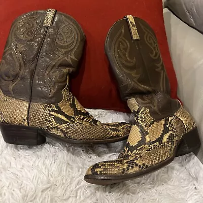 Vintage Dan Post Python Snakeskin Cowboy Boots 11 D • $142.50