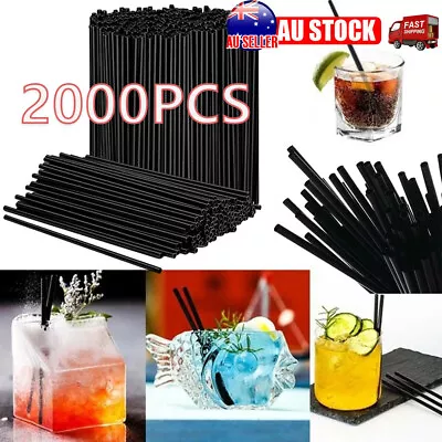 Up To 2000x Black Drinking Straw Plastic Bendable Party Straws Straight Bulk • $29.99