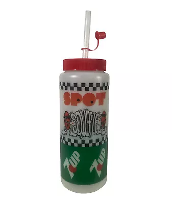 Vtg 7up Water Bottle Cool Spot Squeeze 1989 Straw Soda Advertising 80’s Retro • $12.55