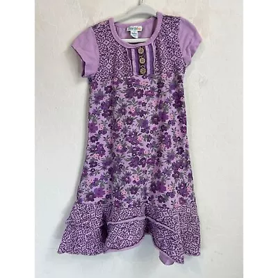 Naartjie Girls Dress Purple Lavender Floral Sz M 5 Years • $25