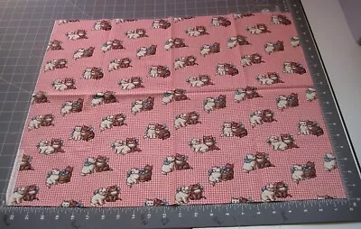 Vintage Cats Kittens Red Check 1/2 Yd 18x44 My Best Friend By RJR Fashion Fabric • $35.09